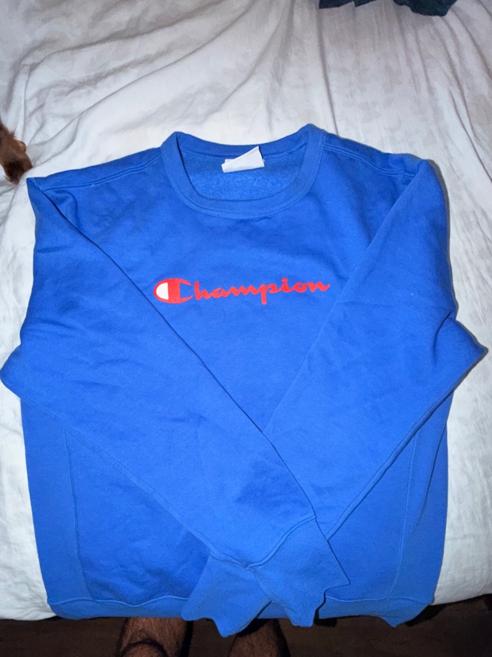 Champion Men’s Royal Blue Crewneck with Red Script Logo